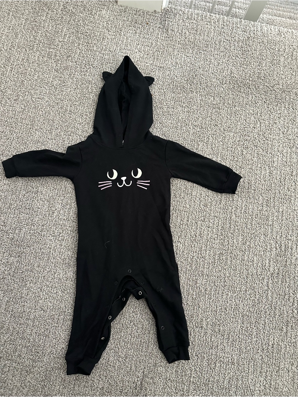 Cat & Jack Black Hooded Cat One-Piece Bodysuit